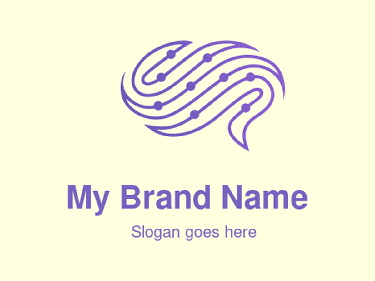 Minimalist Abstract Brain with Neural Network Lines and Dots Logo for Technology, AI, and Cognitive Services.